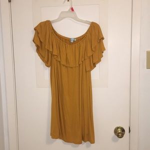 Gold off the shoulder dress